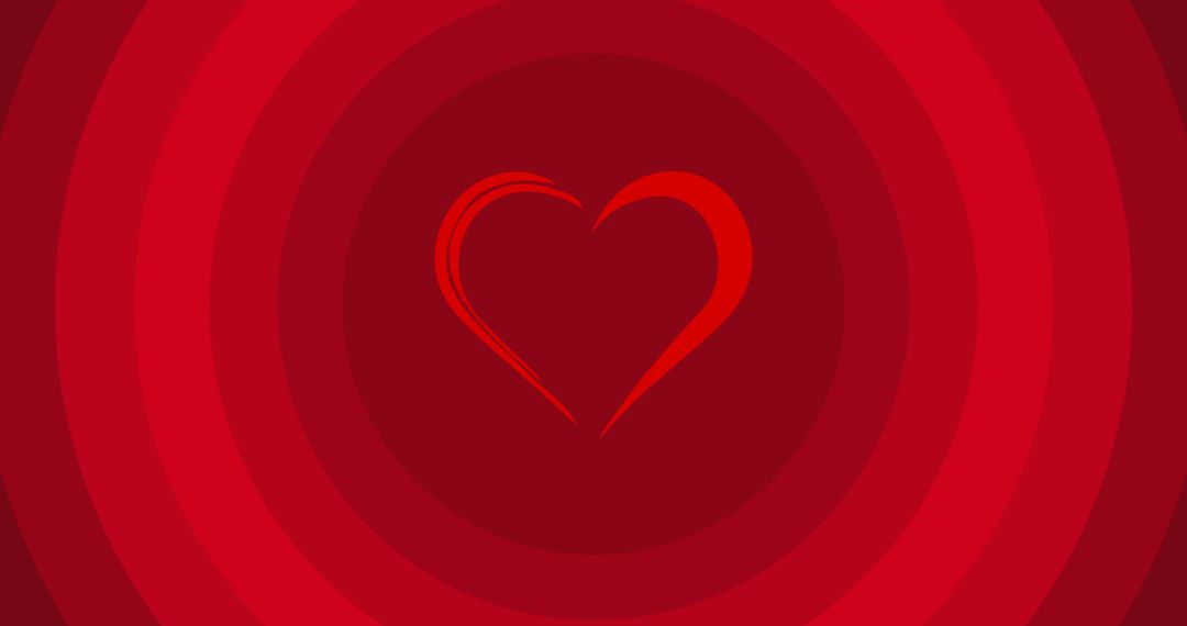 Vibrant Heart with Radiating Red Circles Abstract Design