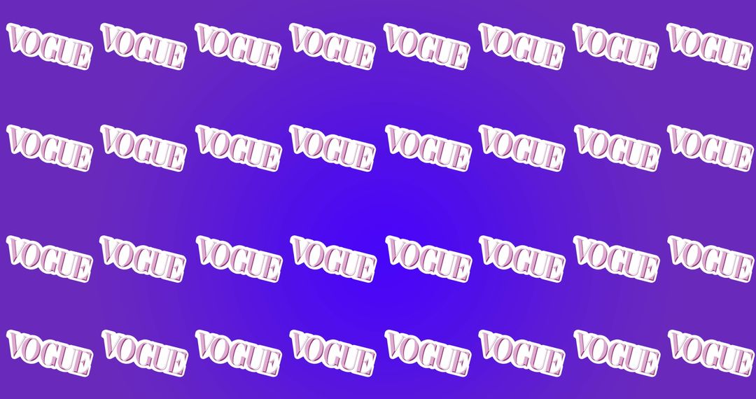 Repeated Vogue Gradient Text on Purple Background