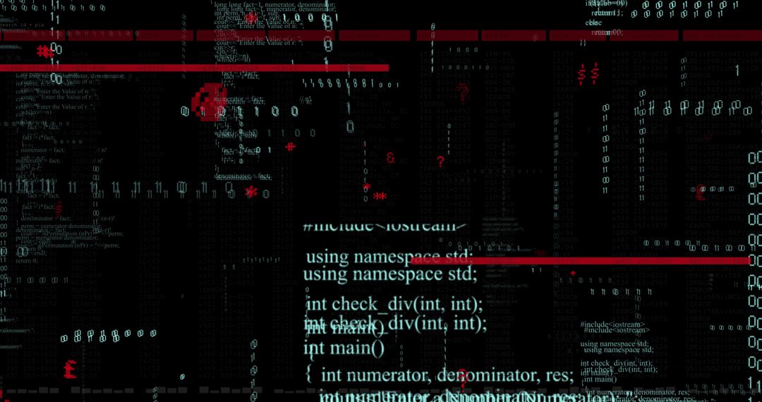 Digital Data Streaming in High-Tech Interface on Black Background