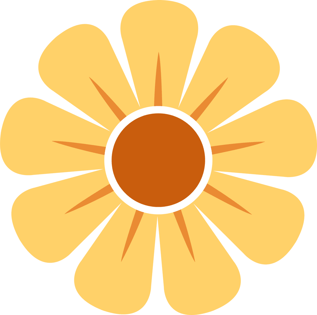 Minimalist Flat Flower Icon on Transparent Background