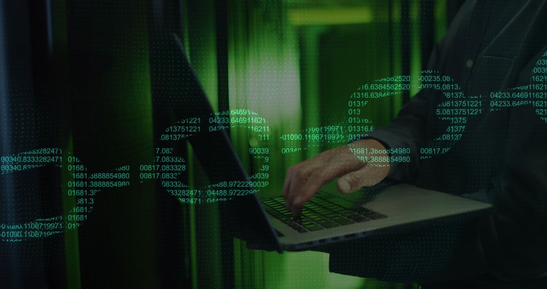 IT Engineer Analyzing Data with Blockchain Graphics Overlay - Free Images, Stock Photos and Pictures on Pikwizard.com