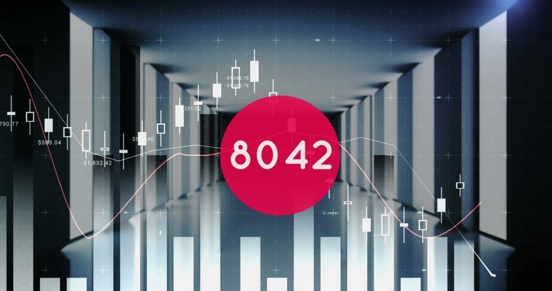 Dynamic Number Interface on Financial Data Visualization Background
