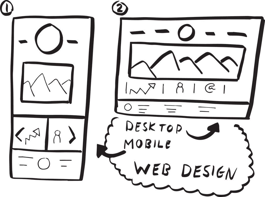 Transparent Web Design Sketch with Mobile and Desktop Layouts - Download Free Stock Images Pikwizard.com