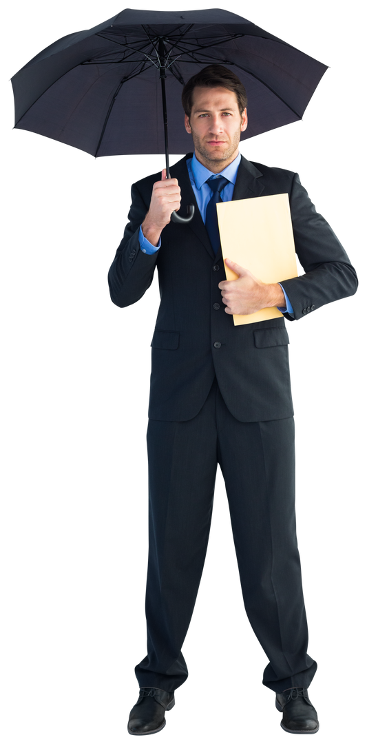 Transparent Businessman Holding Folder and Open Umbrella - Download Free Stock Images Pikwizard.com