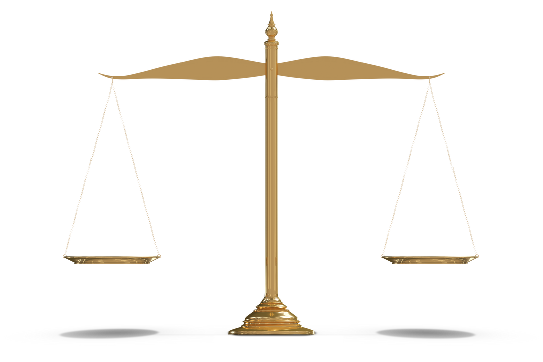 Golden Balanced Scales of Justice on Transparent Background - Download Free Stock Images Pikwizard.com