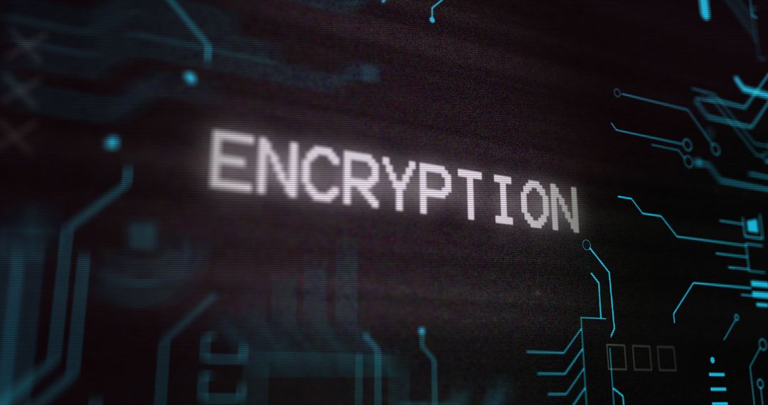 Digital data encryption concept with computer circuitry