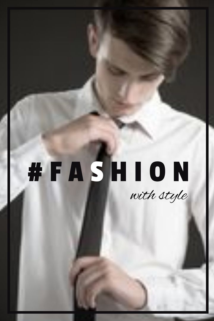 Young Man Adjusting Tie in Stylish White Shirt