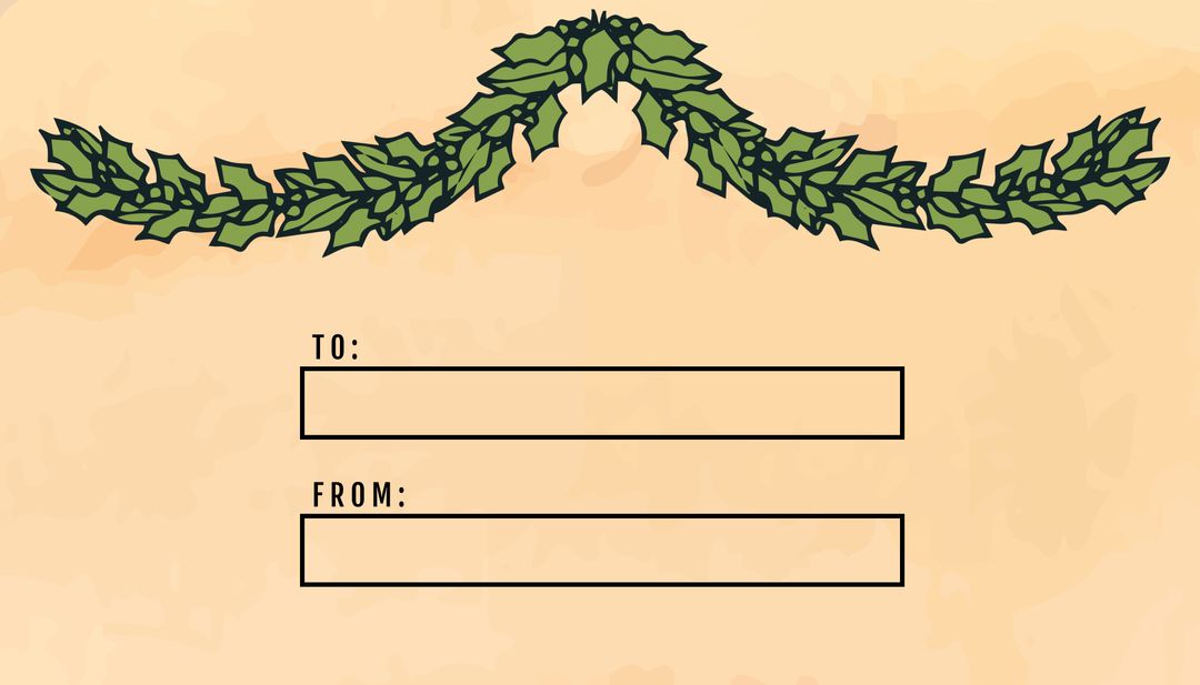 Festive Gift Tag Template with Classic Laurel Wreath Design