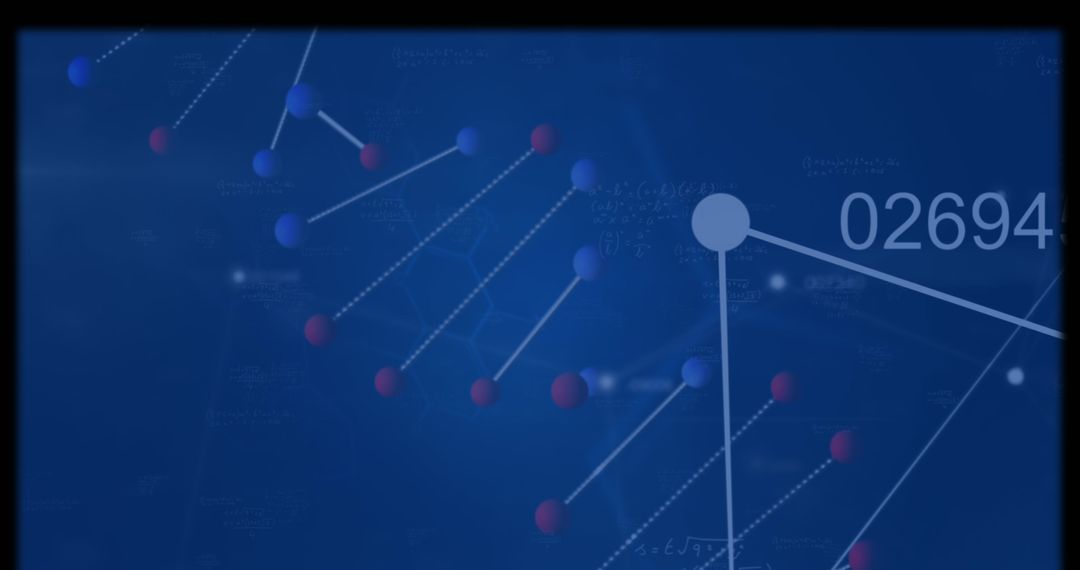 Abstract Blue Digital Data Interface with Molecular Structures