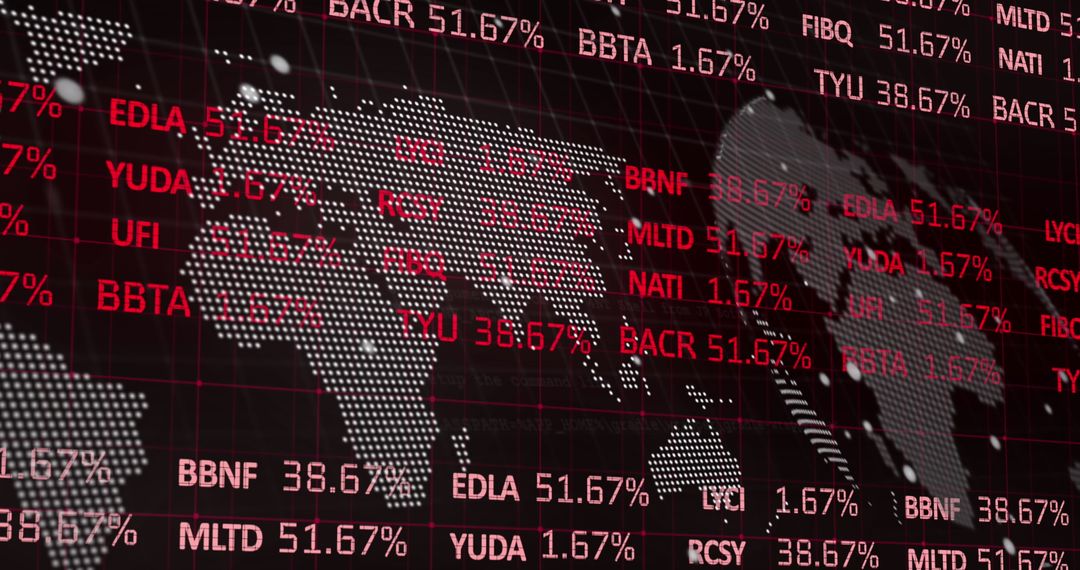 Global Financial Analysis Displayed Over Digital World Map
