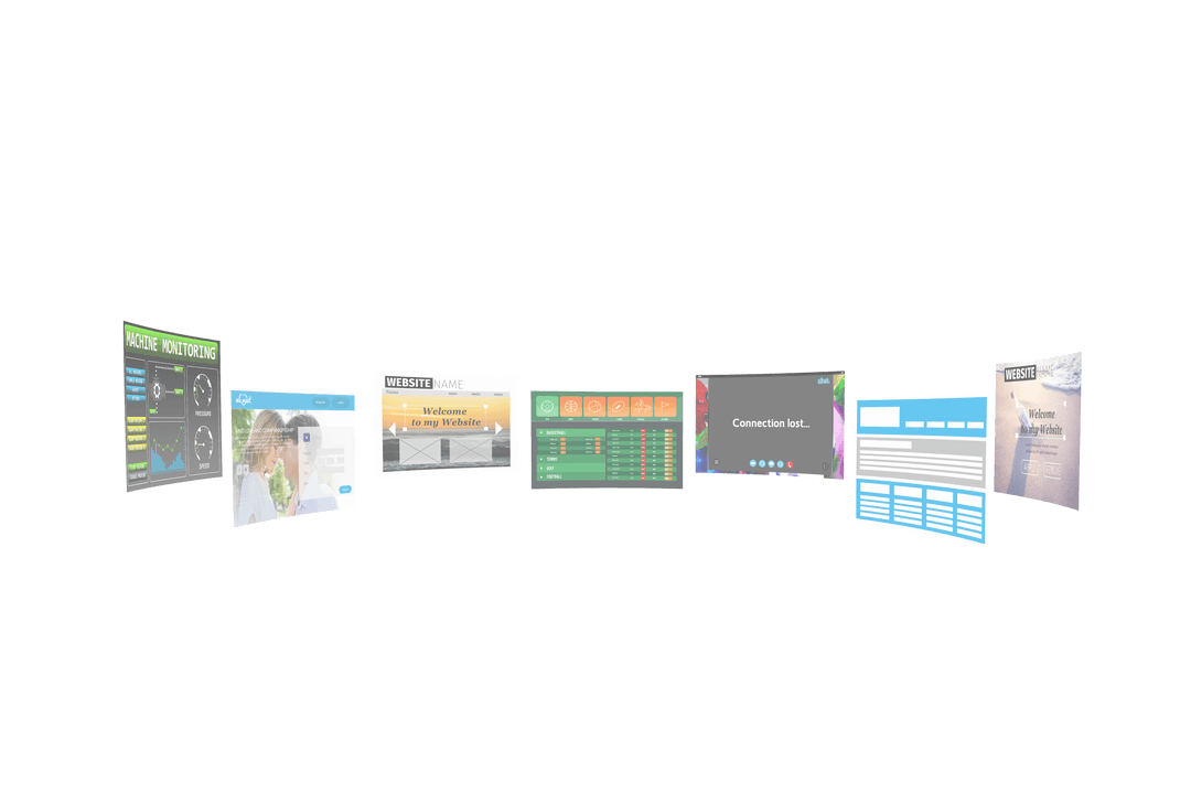 Digital Interface Panels Arrangement on Transparent Background