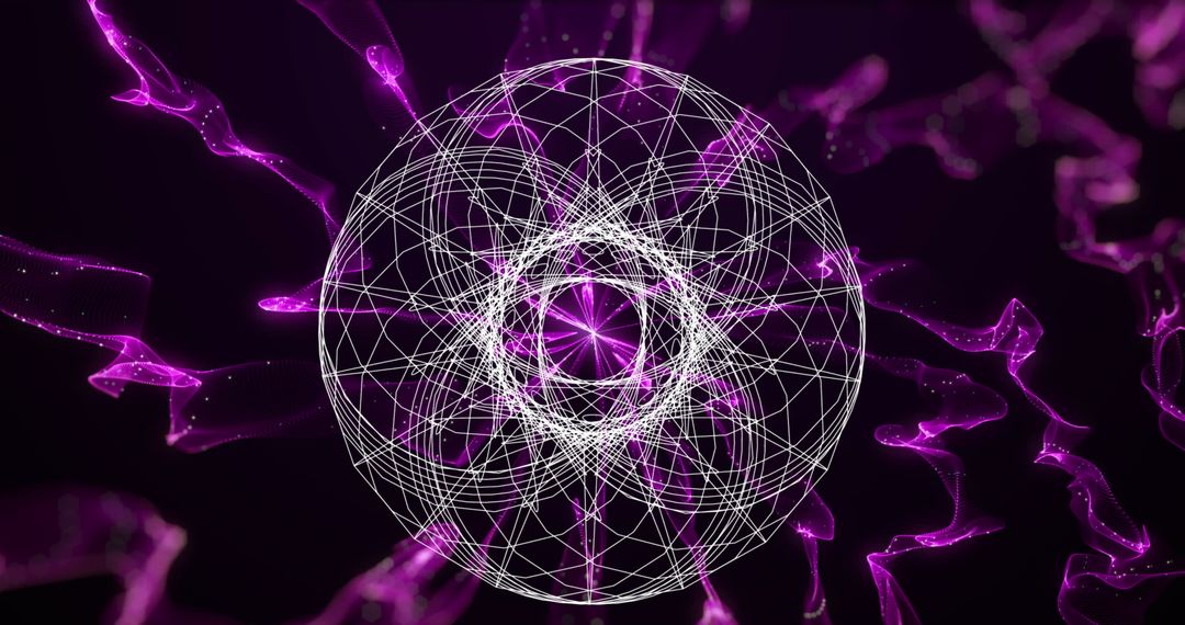 Abstract Globe Network Connections Over Purple Light Trails