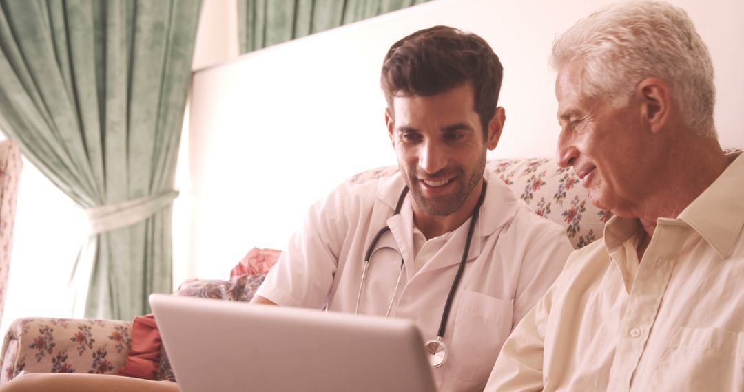 Doctor Consulting Elderly Patient in Home Setting - Free Images, Stock Photos and Pictures on Pikwizard.com