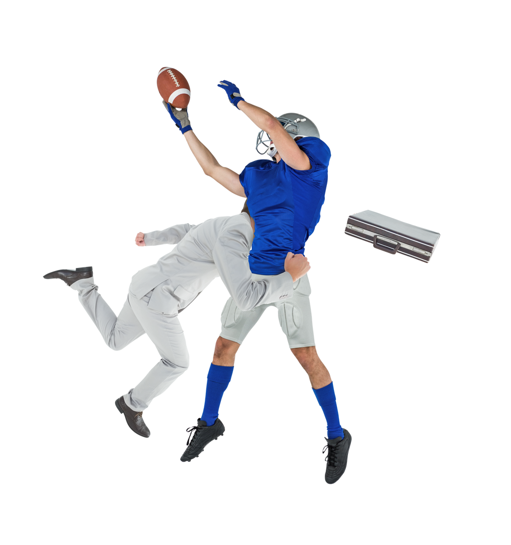 Businessman Tackling Football Player on Transparent Background - Download Free Stock Images Pikwizard.com