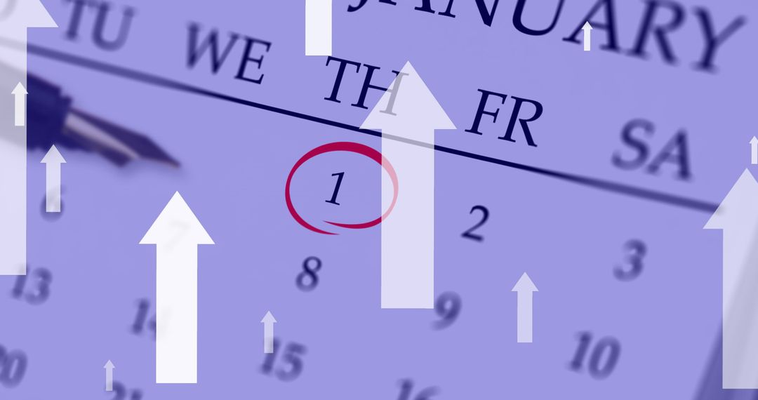 New Year Calendar with Upward Arrows Conceptualizing Progress