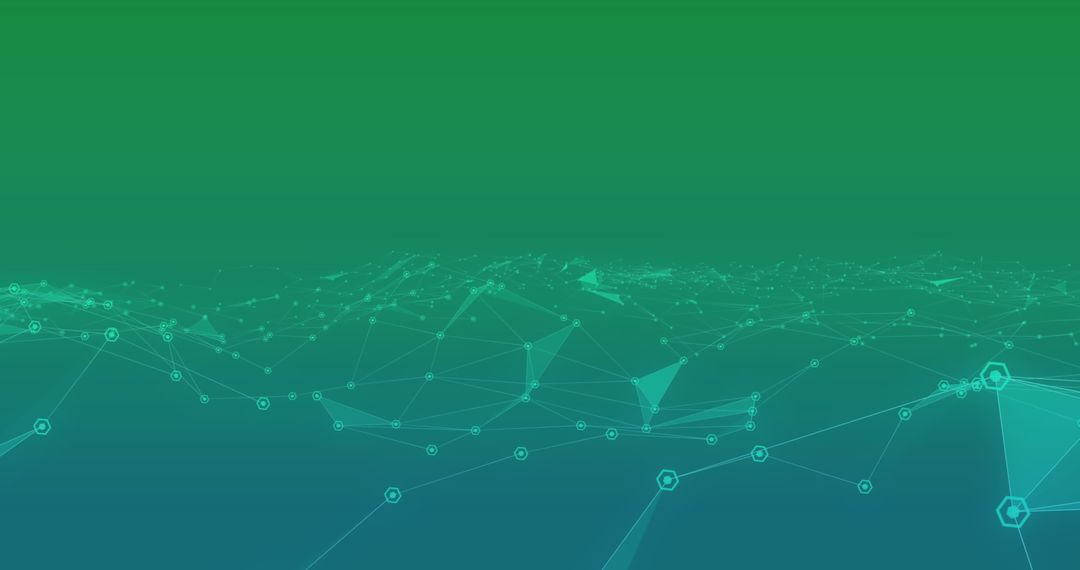 Abstract Plexus Network with Green Blue Gradient Background