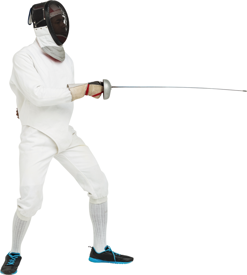 Transparent Fencer in Ready Stance Holding Sword - Download Free Stock Images Pikwizard.com