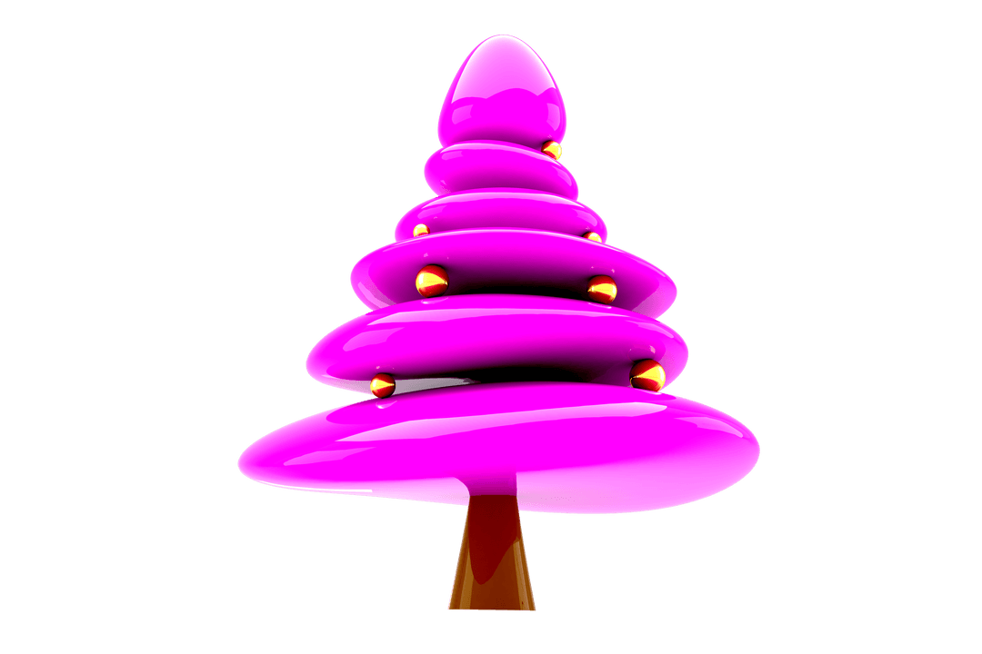 Shiny Pink 3D Christmas Tree on Transparent Background