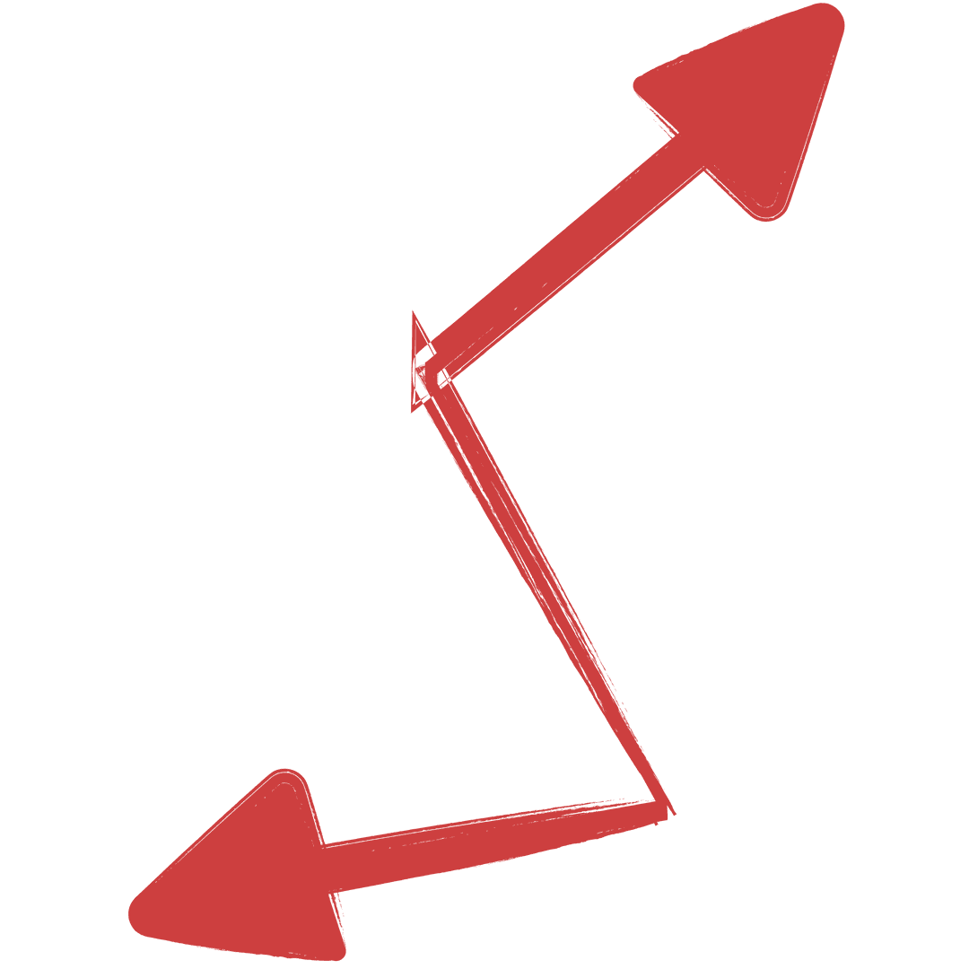 Red Zigzag Arrows on Transparent Background