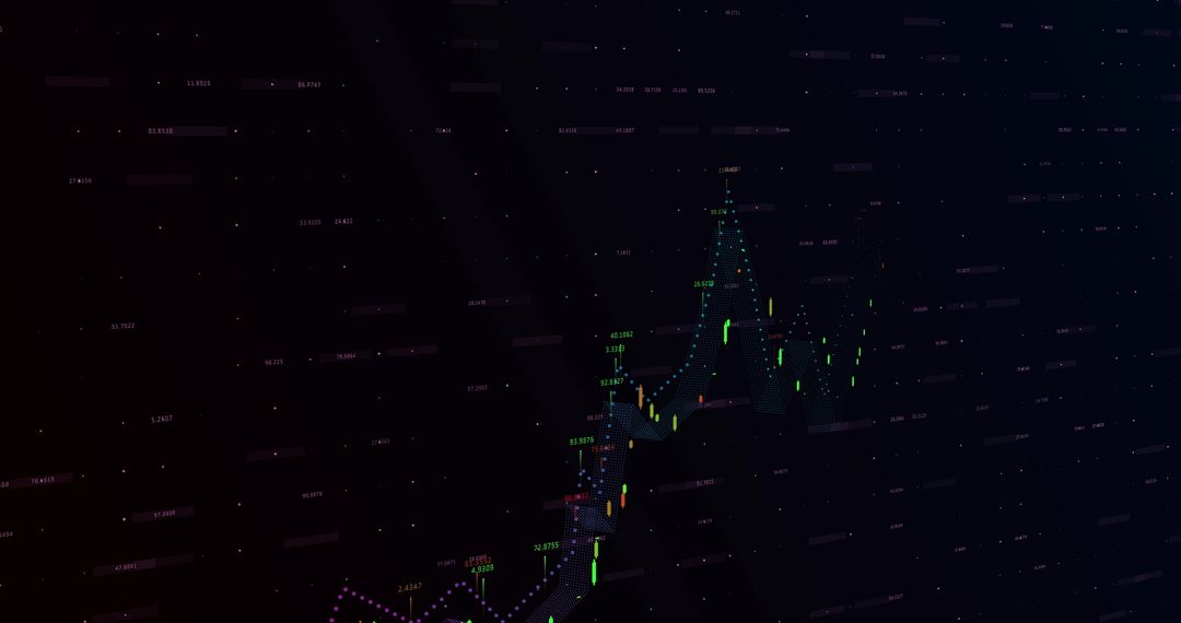 Colorful Stock Market Graph on Digital Grid Background