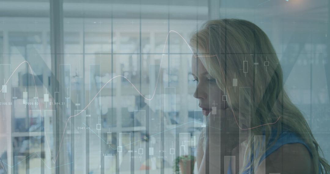 Digital Data Processing with Businesswoman in Office