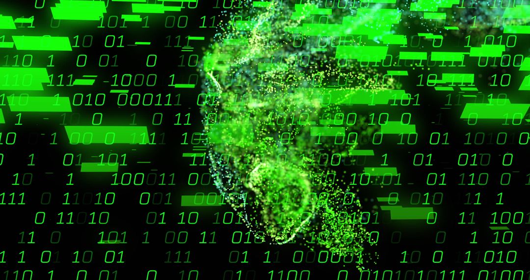 Green Digital Data Particles with Binary Code - Free Images, Stock Photos and Pictures on Pikwizard.com