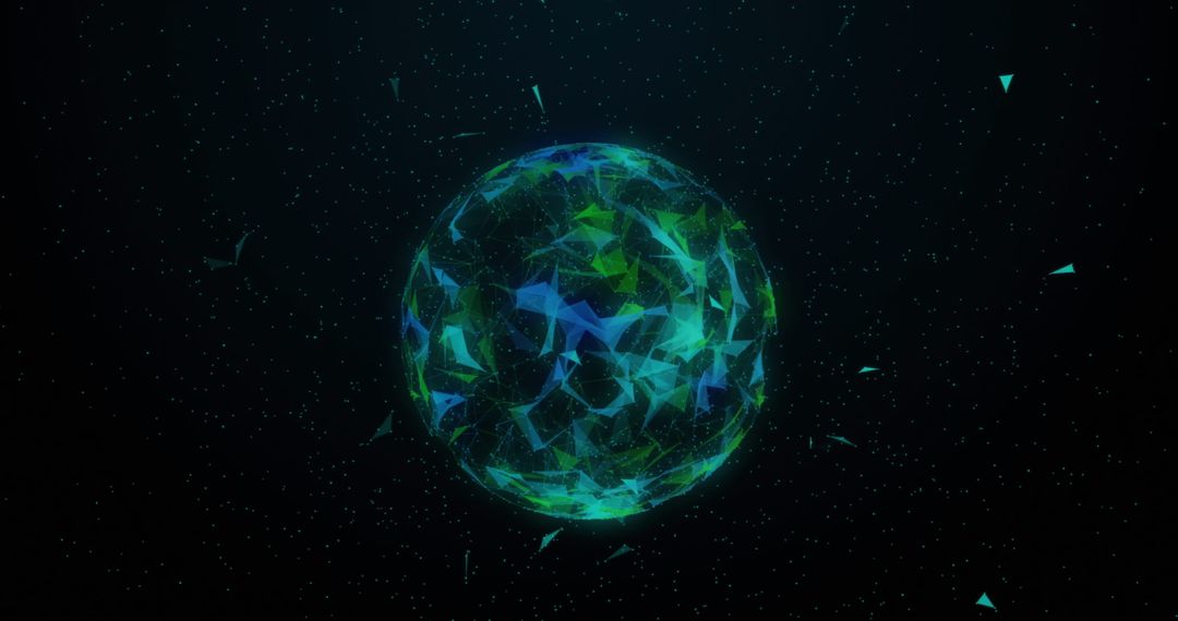 Abstract Digital Sphere of Data Connections on Dark Background