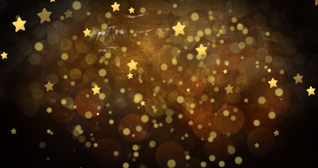 Golden Stars and Dots on Rustic Brown Backdrop