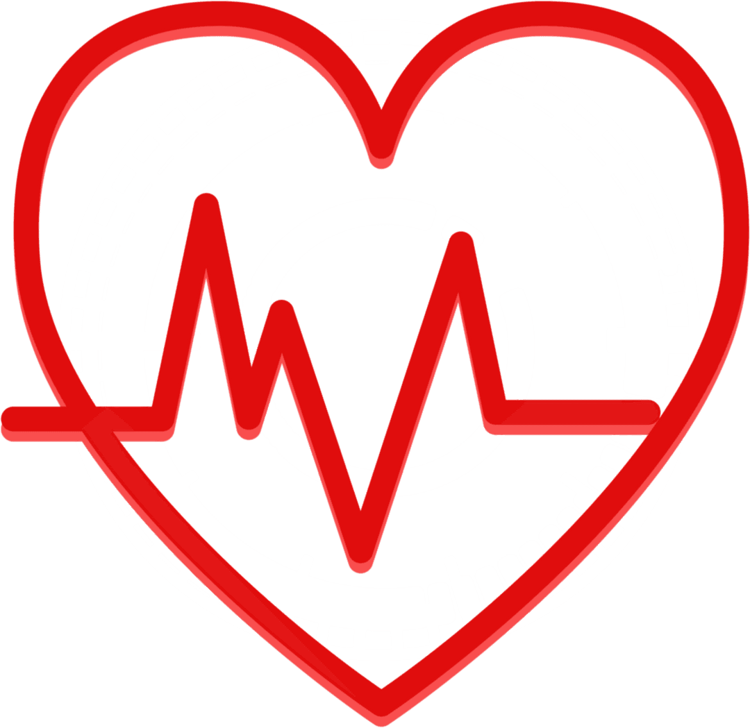 Transparent Heartbeat Line in Red Heart Icon Design