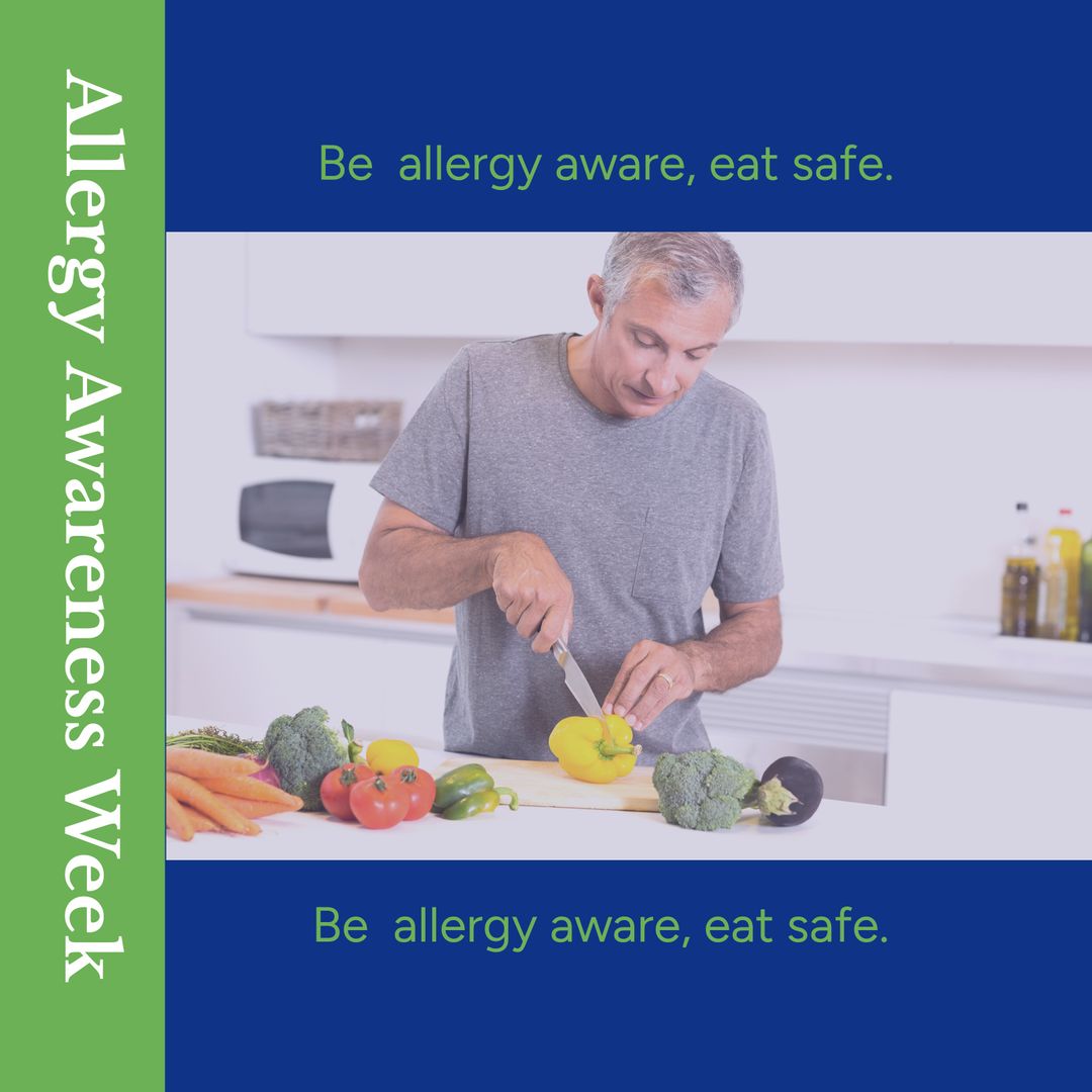 Man Preparing Salad for Allergy Awareness Week Campaign