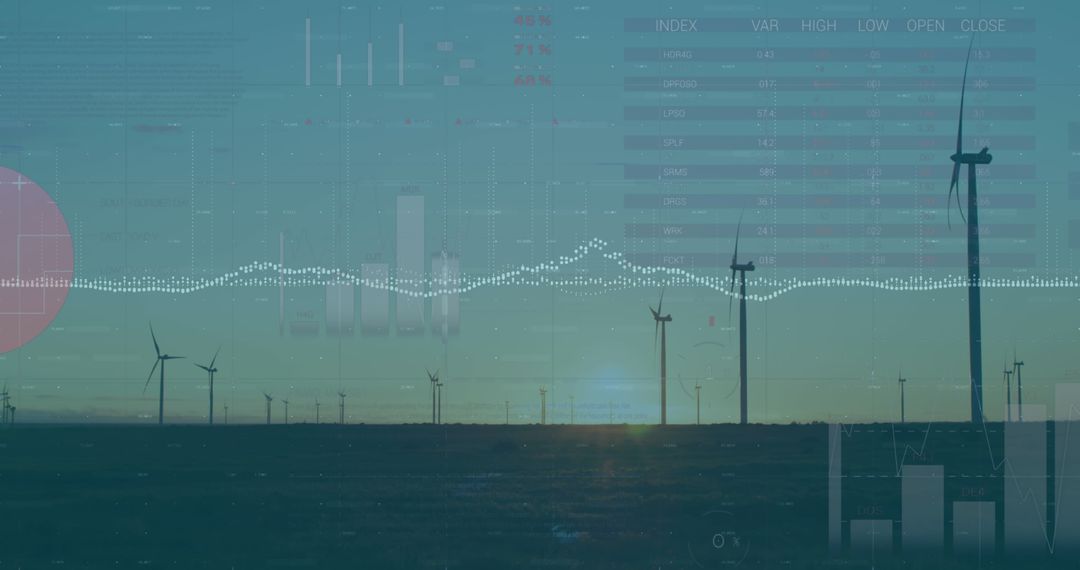 Wind Turbines and Financial Data Overlay Concept