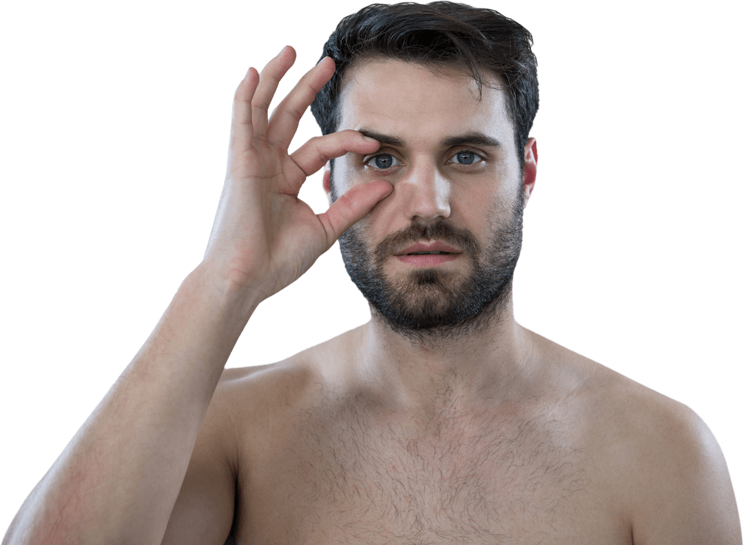 Transparent Man Observing with Curiosity Using Finger Circle Gesture - Download Free Stock Images Pikwizard.com