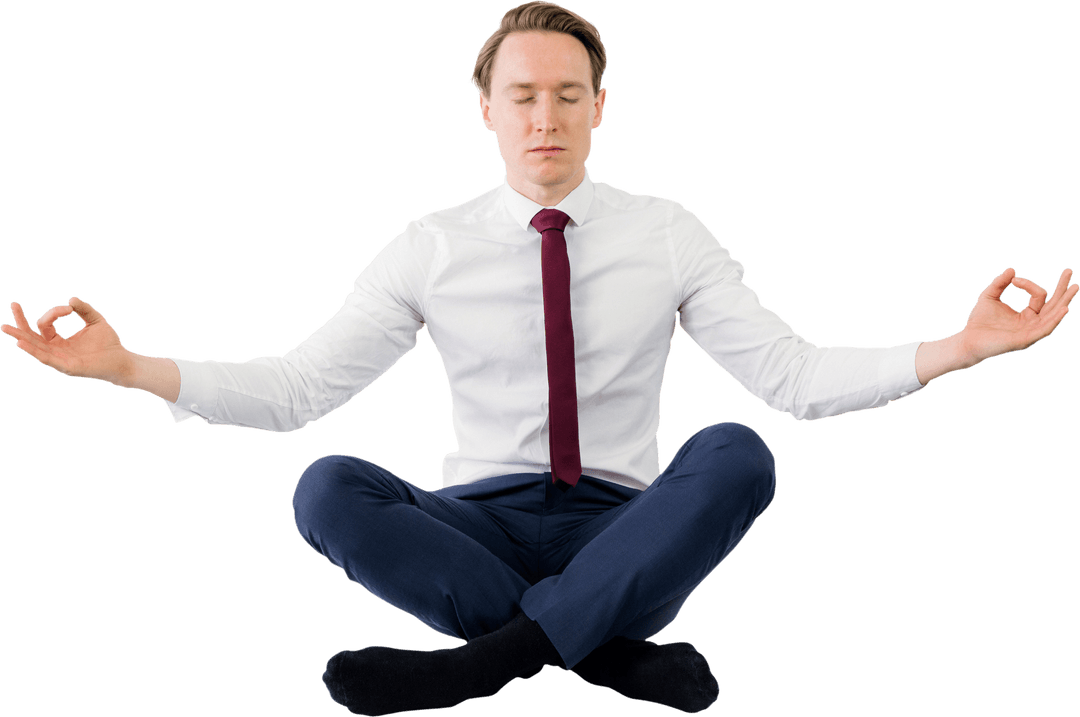 Transparent Businessman Practicing Yoga Meditation for Mindfulness