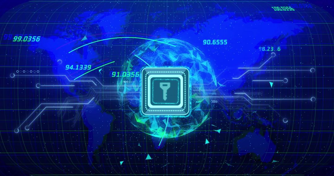 Global Cybersecurity Concept with Digital Padlock Overlay