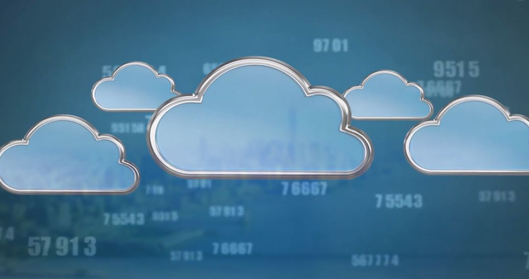 Digital Cloud Computing Concept with Numbers on Blue Background