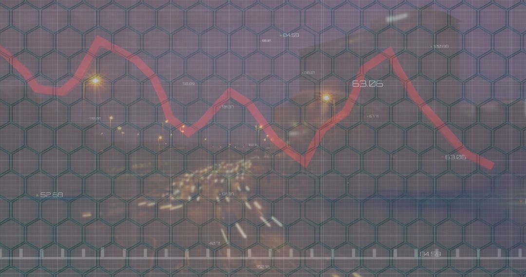 Digital Finance Data Overlay on Urban Cityscape