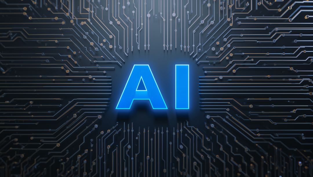 Artificial Intelligence Concept with Glowing Circuit Board Design
