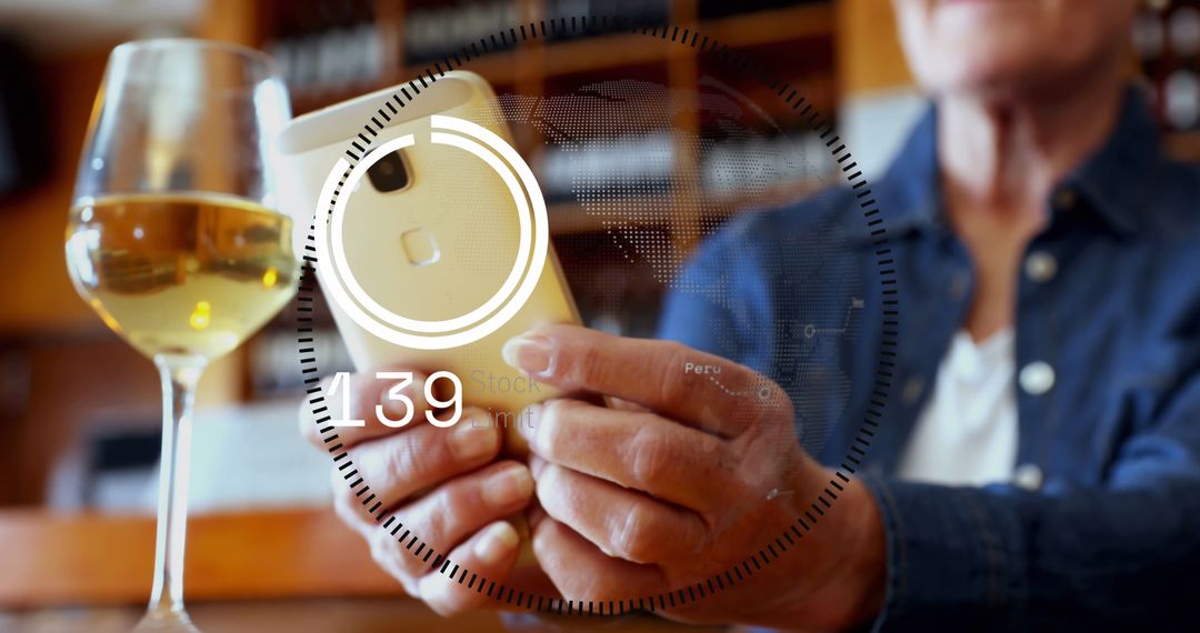 Hands Using Smartphone with Digital Interface Concept