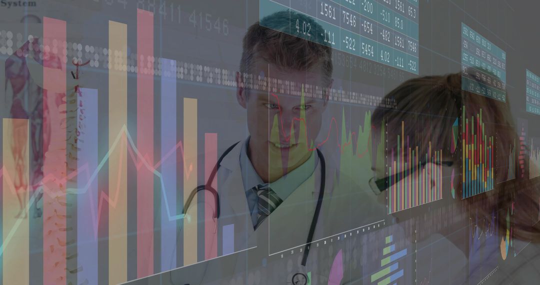Doctors Analyzing Medical Data with Digital Charts