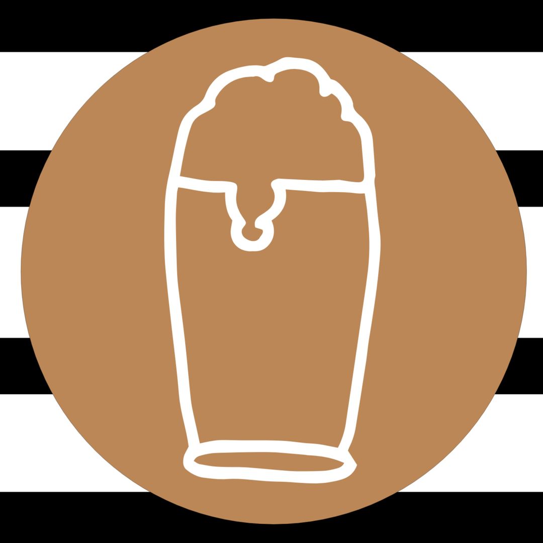 Minimalist Beer Glass Icon on Striped Background