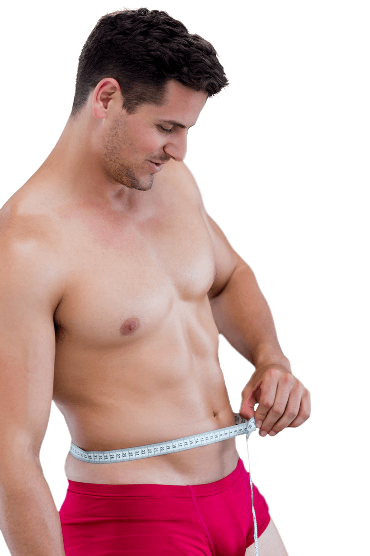 Caucasian Man Measuring Waist, Fitness Motivation Transparent Image