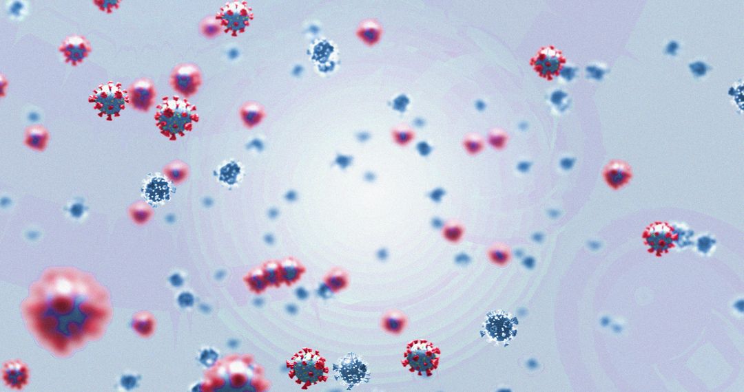 Covid-19 Virus Cells Floating in Abstract Digital Illustration