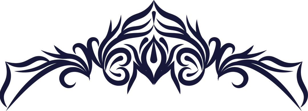 Symmetrical Navy Tribal Motif Design on Transparent Background