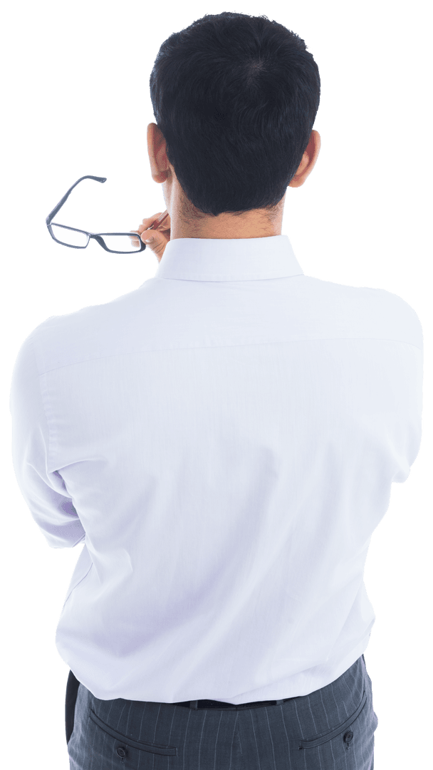 Transparent Background Thoughtful Businessman Isolated