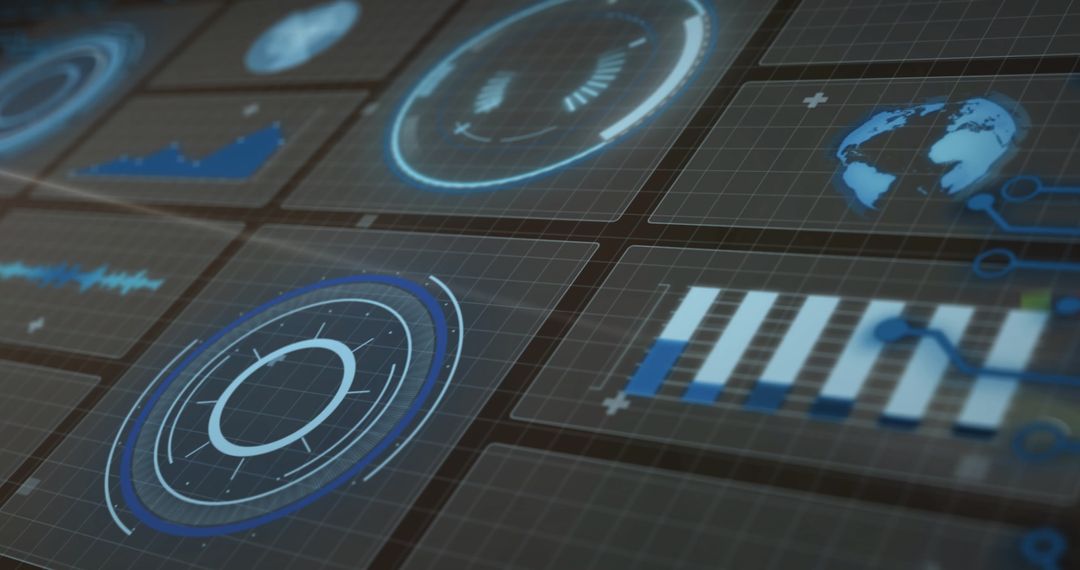 Futuristic Data Analysis Interface for Business Progress