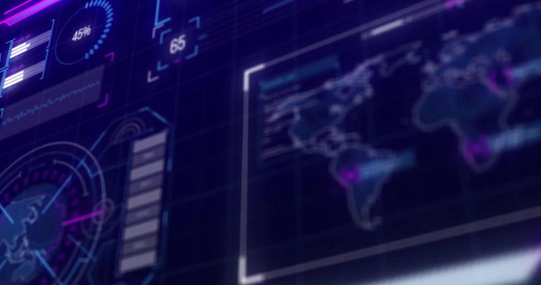 High-Tech Financial Data Interface with World Map Overlay