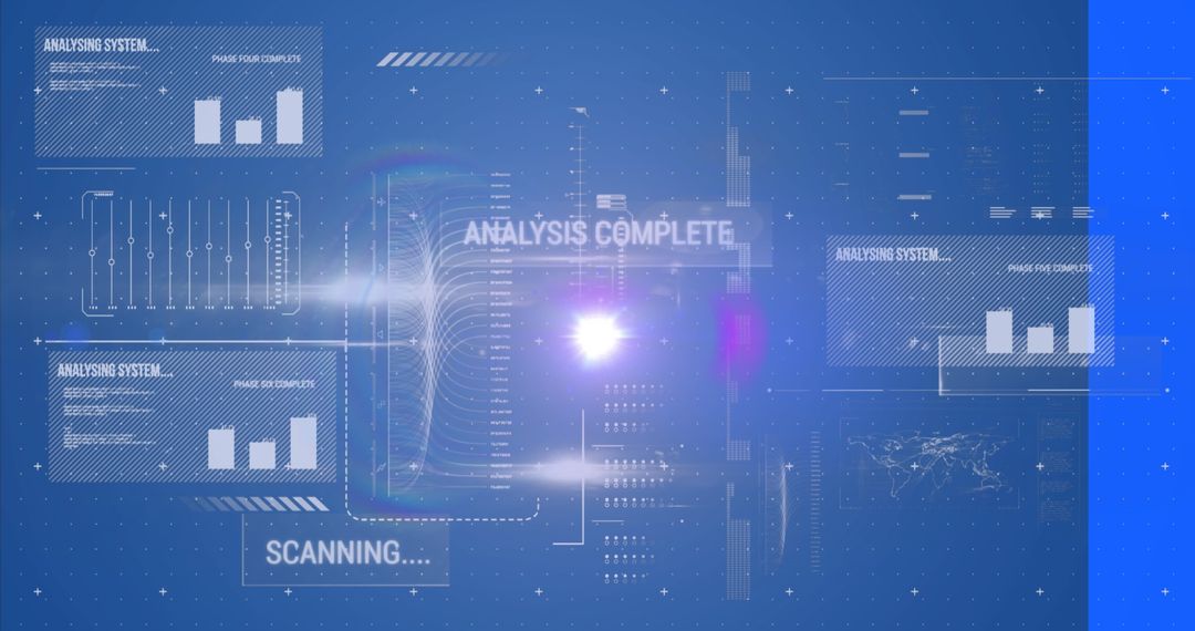 Futuristic Holographic Data Interface with Glowing Flare Effect