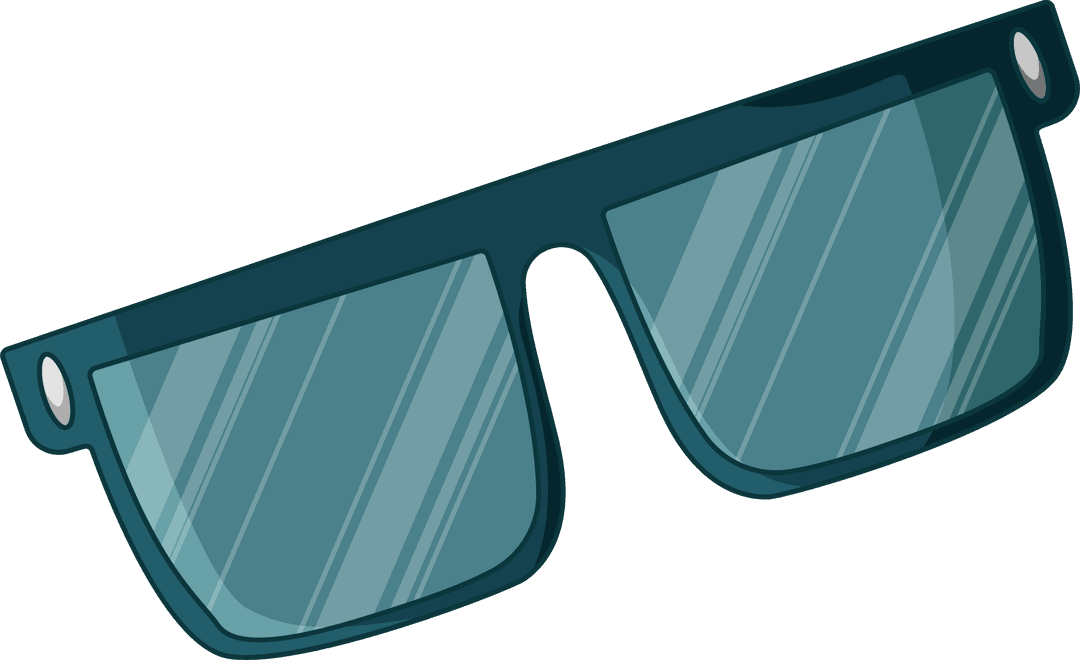 Stylized Teal Glasses with Transparent Background and Reflective Lenses
