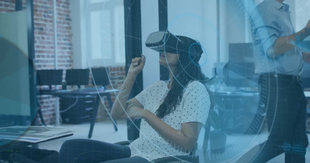 Diverse Business People Experiencing Virtual Technology in Office