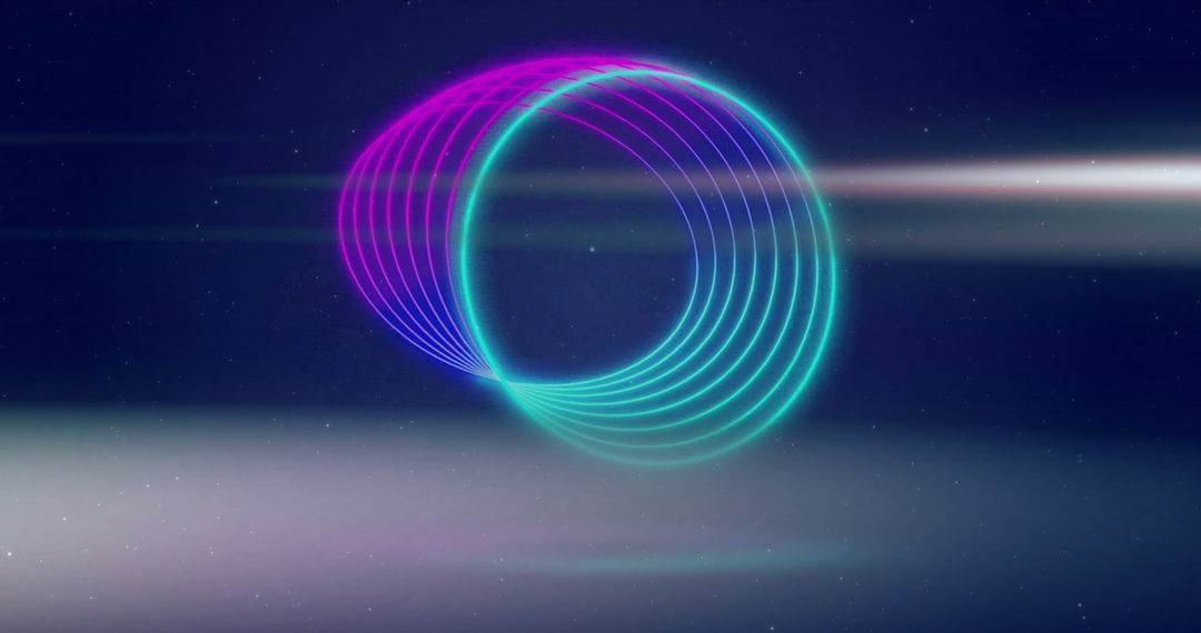 Vibrant Neon Toroidal Loops in Cosmic Setting